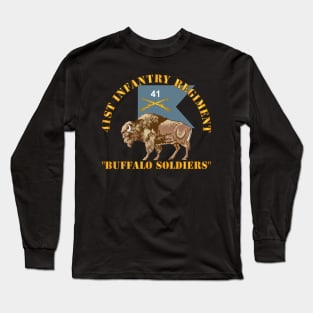 41st Infantry Regiment - Buffalo Soldiers w 41st Inf Guidon Long Sleeve T-Shirt
